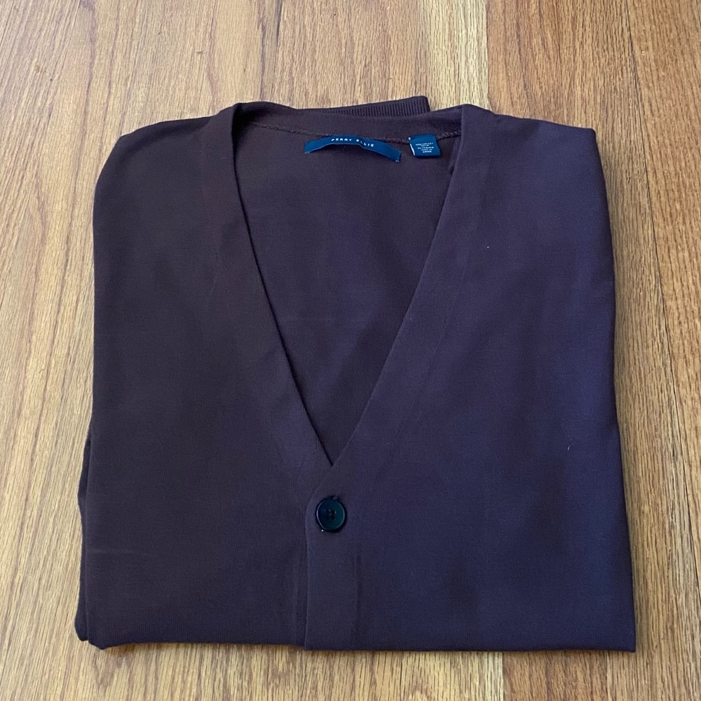 Perry Ellis Men's V-Neck Open Button Tech Knit Cardigan